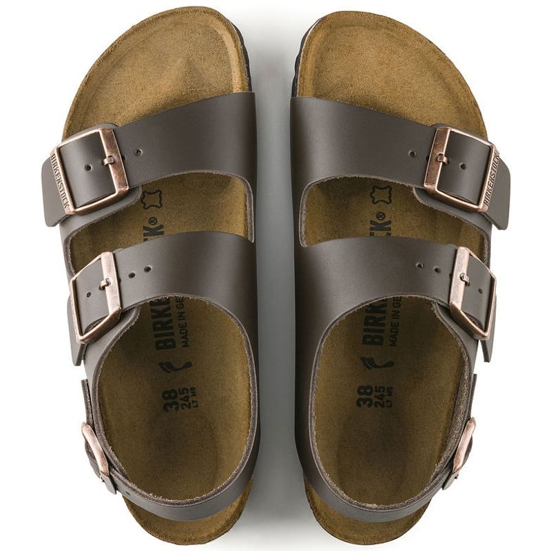 Birkenstock Milano Glatt skinn mørkebrun smal