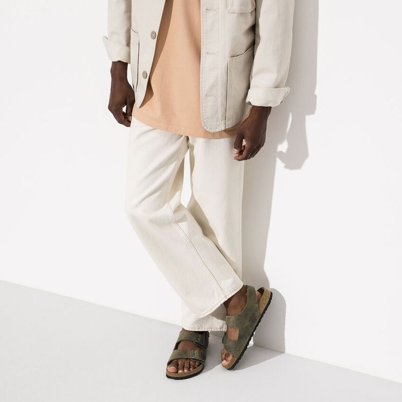 Birkenstock Milano Faded Khaki oljet skinn normal