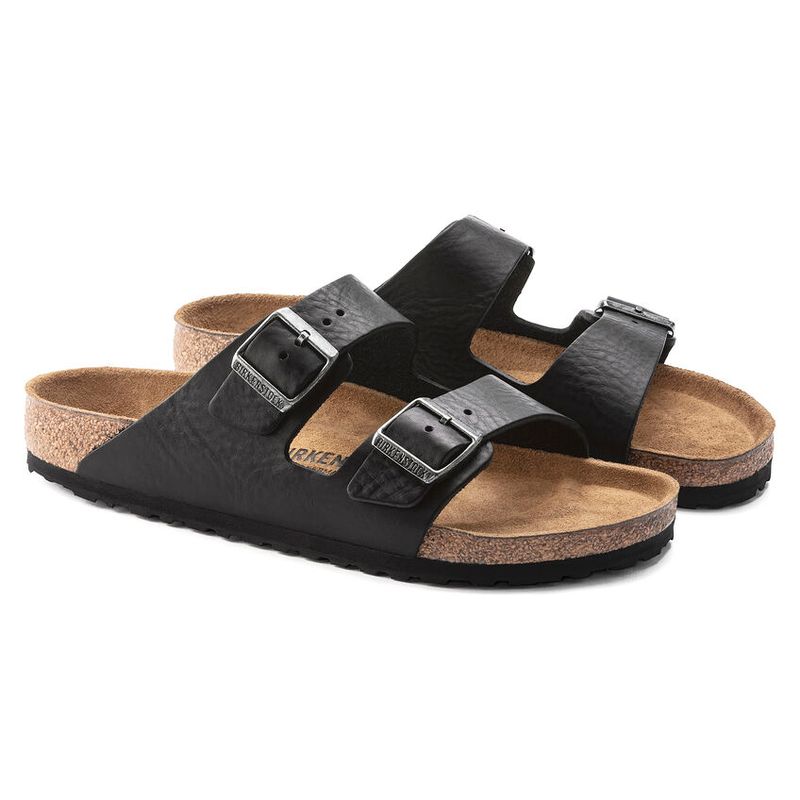 Birkenstock Arizona Vintage Wood Black Grip Naturskinn smal