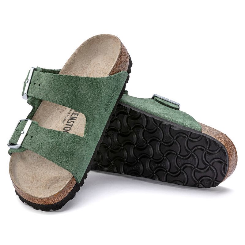 Birkenstock Arizona Shimmering Thyme smal grønn semsket skinn