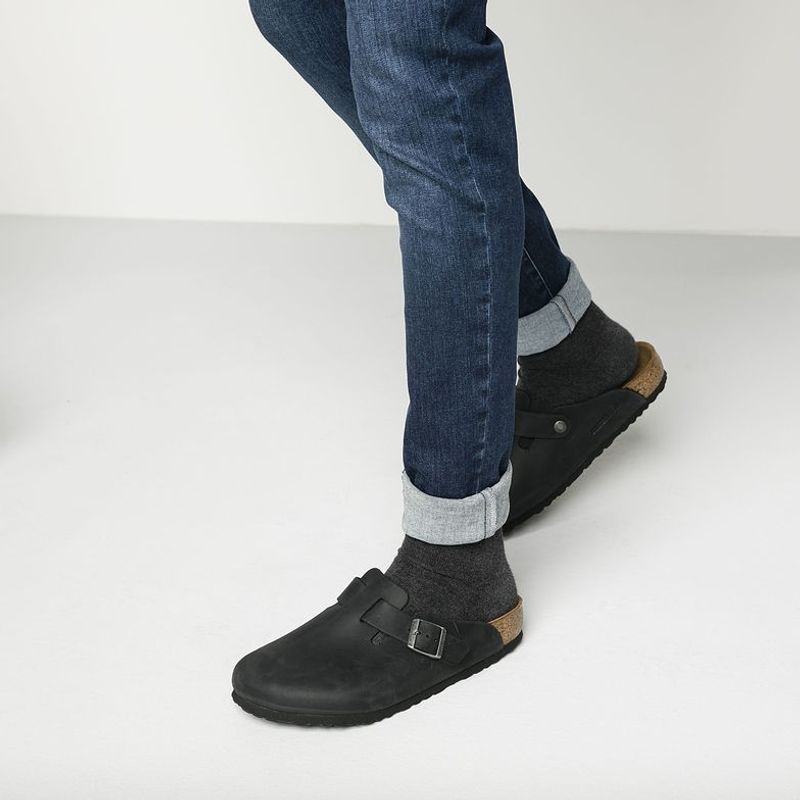 Birkenstock Boston Svart oljet skinn normal