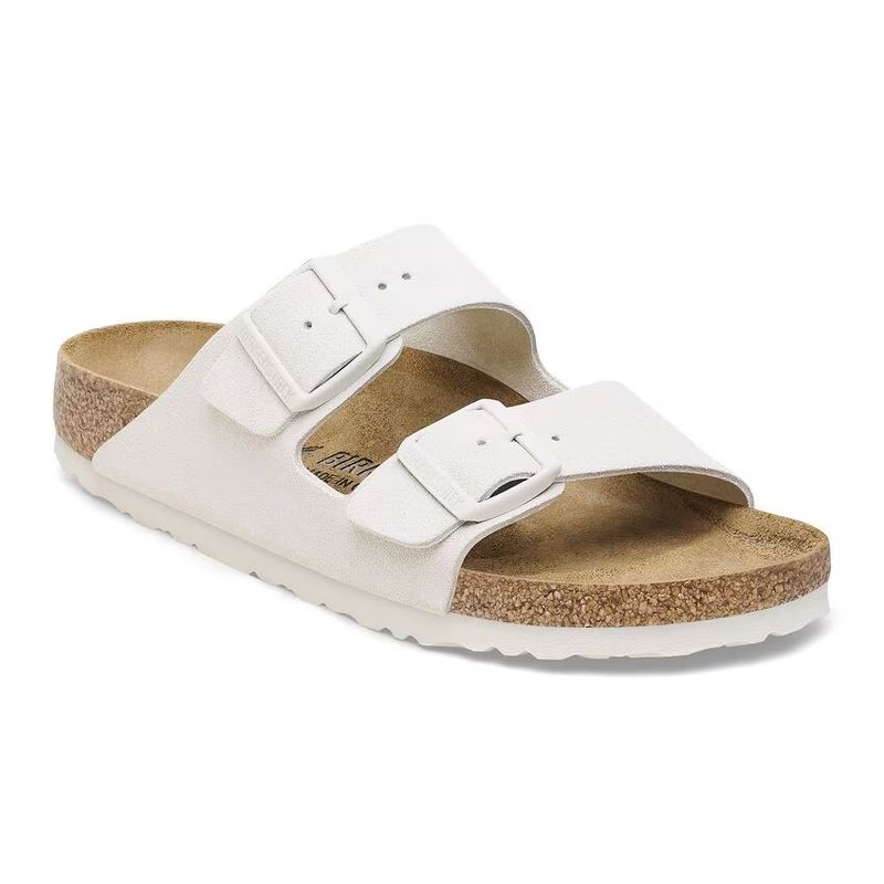 Birkenstock Arizona antikk hvit semsket skinn smal