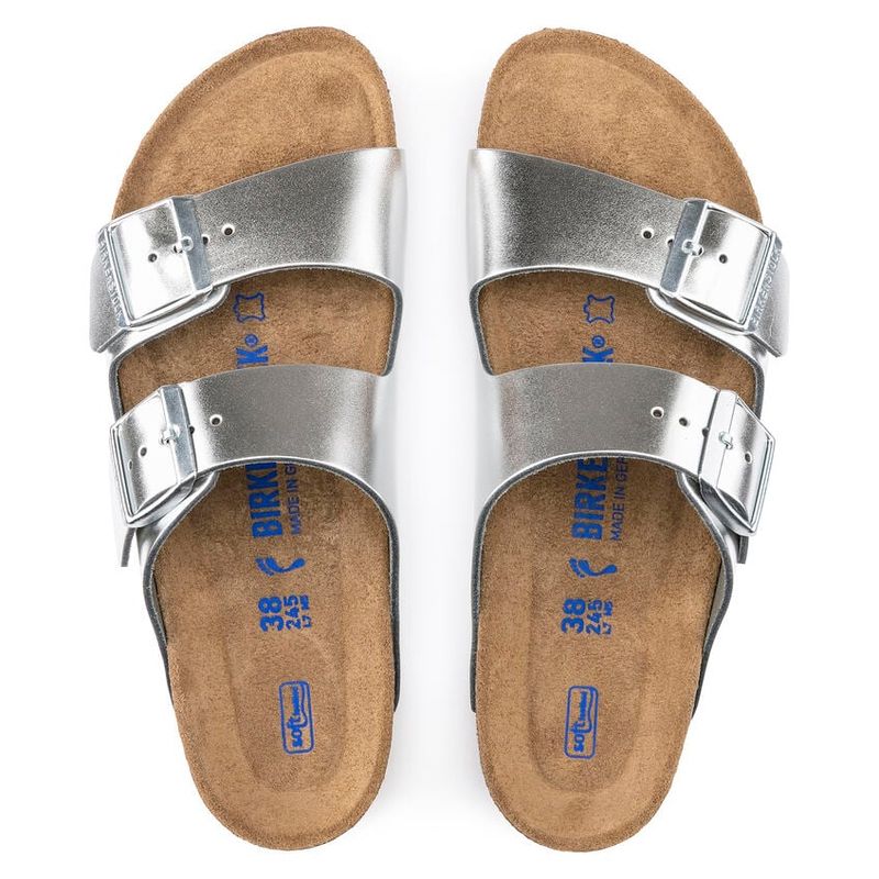 Birkenstock Arizona SFB Silver Met skinn myk - smal