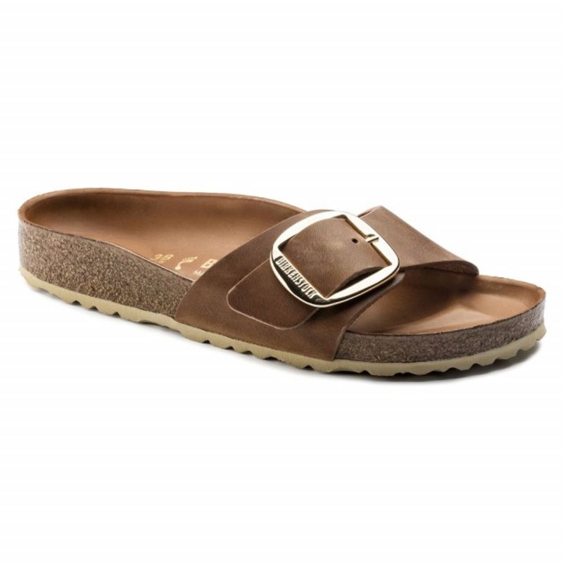 Birkenstock Madrid Big buckle cognac skinn smal