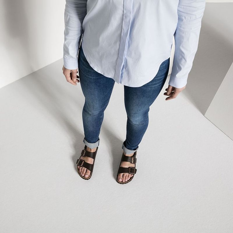 Birkenstock Milano Glatt skinn mørkebrun smal