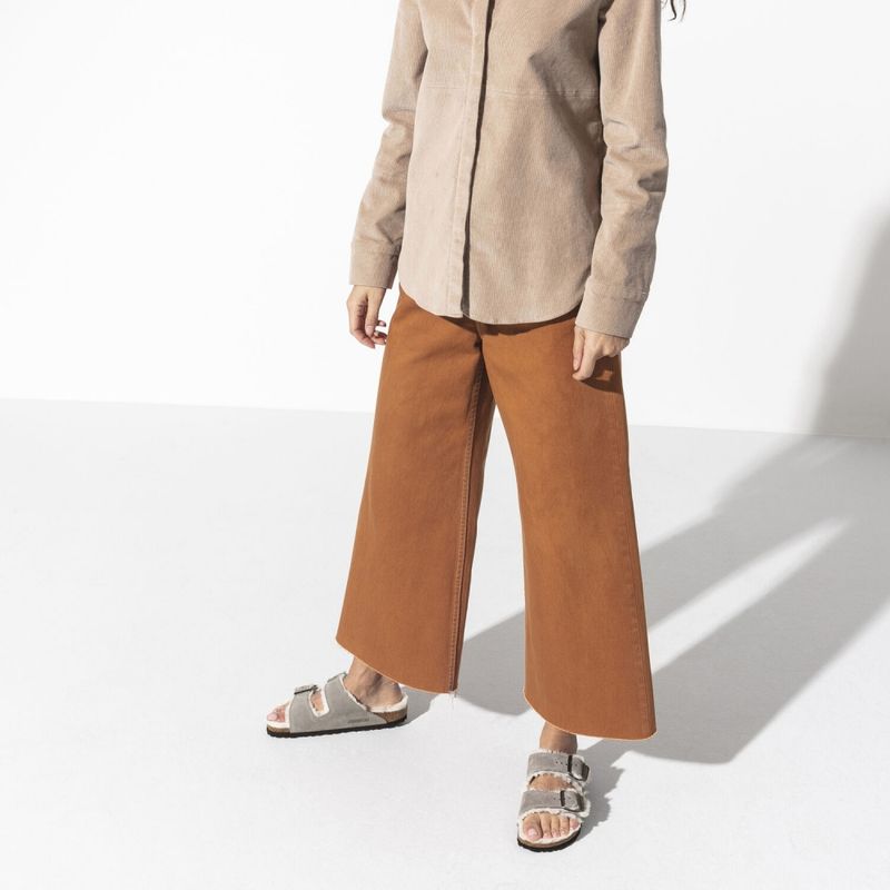 Birkenstock Arizona Shearling stone semsket skinn/lammeull smal