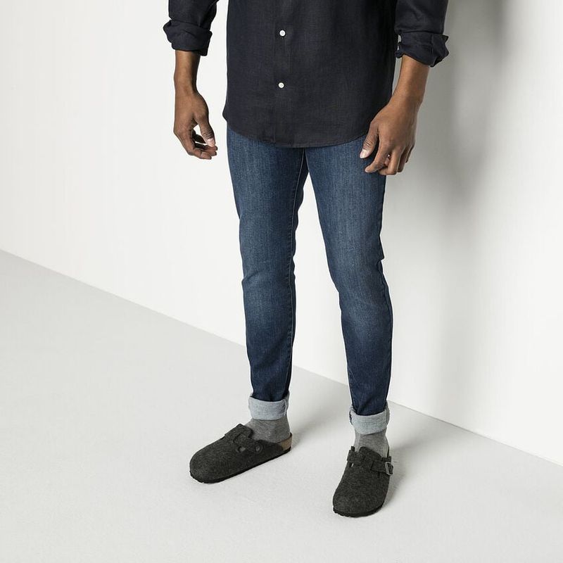 Birkenstock Boston Anthrazit ullfilt normal