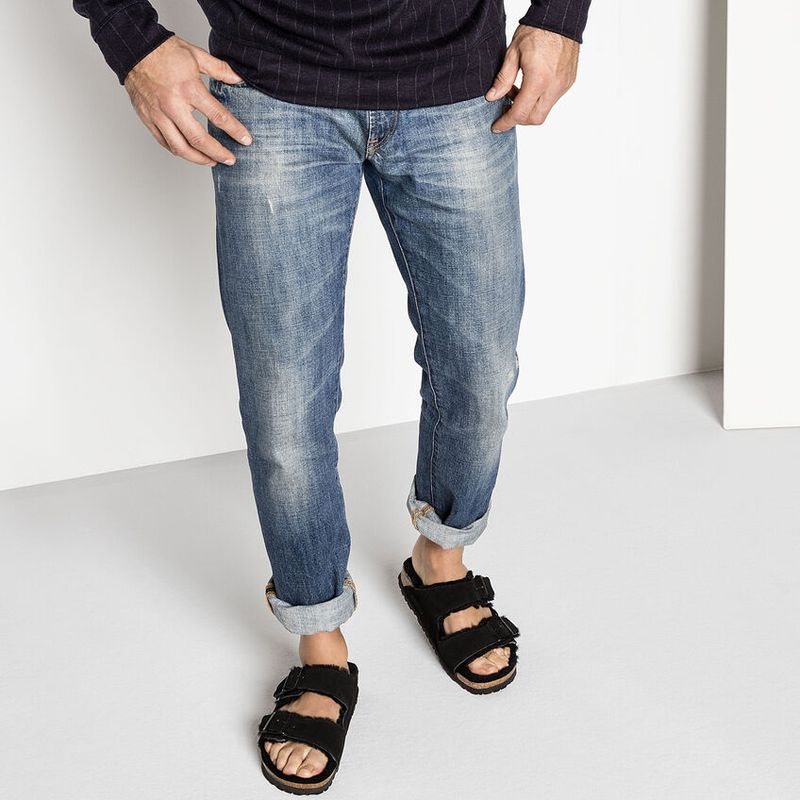 Birkenstock Arizona Shearling svart semsket skinn/lammeull smal