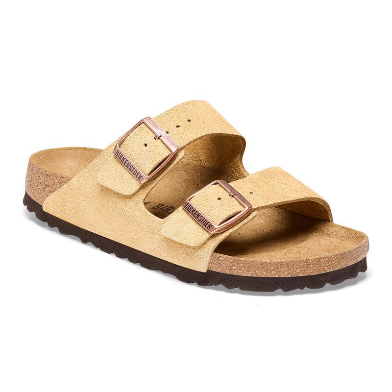 Birkenstock Arizona Latte cream semsket skinn smal myk