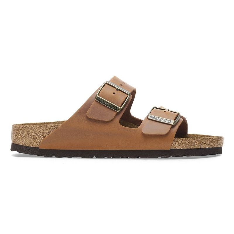 Birkenstock Arizona Cognac oljet nubuck skinn smal