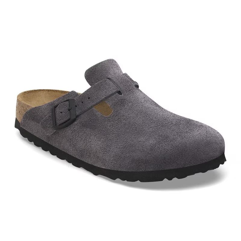 Birkenstock Boston velvet grey semsket skinn normal