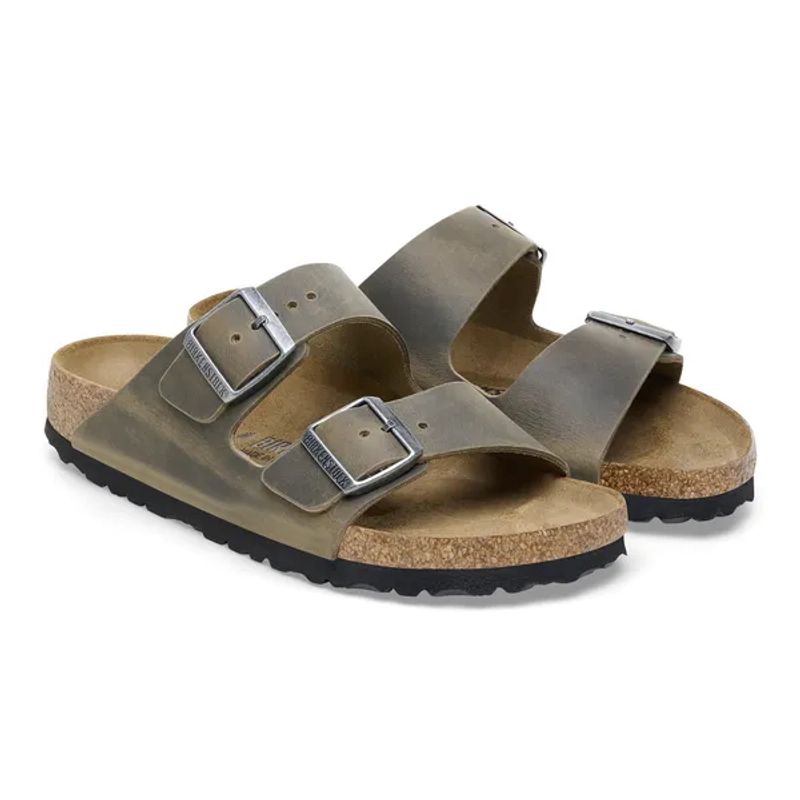 Birkenstock Arizona Faded Khaki oljet skinn normal
