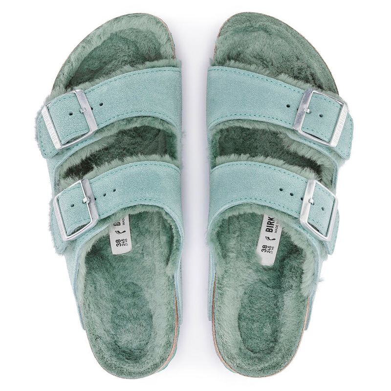 Birkenstock Arizona Shearling Beryl semsket skinn/lammeull smal