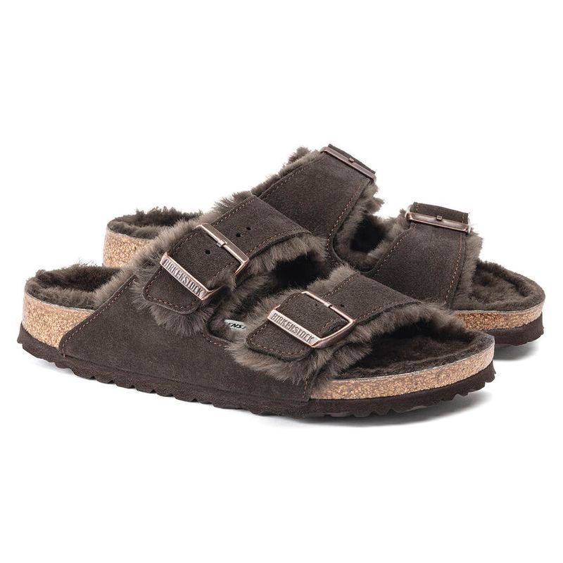 Birkenstock Arizona Shearling Mocca semsket skinn/lammeull smal
