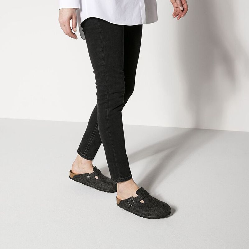Birkenstock Boston Anthrazit ullfilt normal