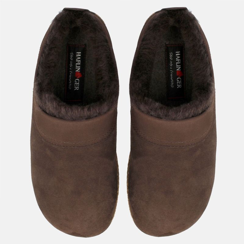 Haflinger Snowbird lammeull tøfler kaffe