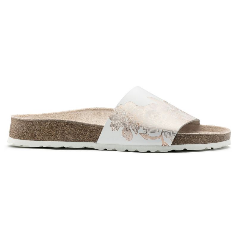 Birkenstock Papillio Cora ornaments hvit/rosegull skinn smal