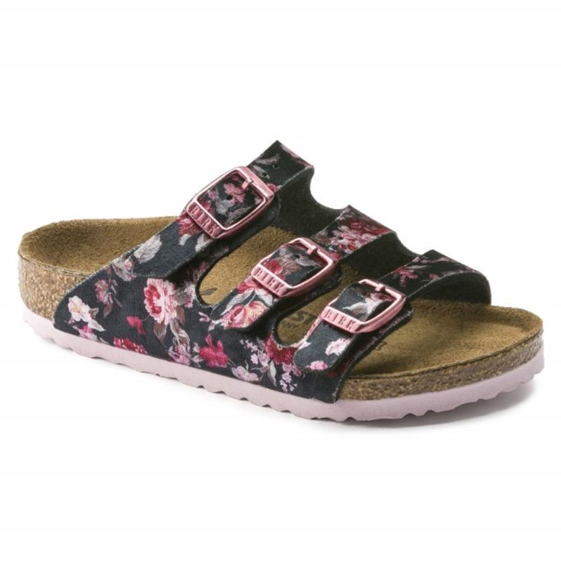 Birkenstock Florida velvet flower svart Birko-flor