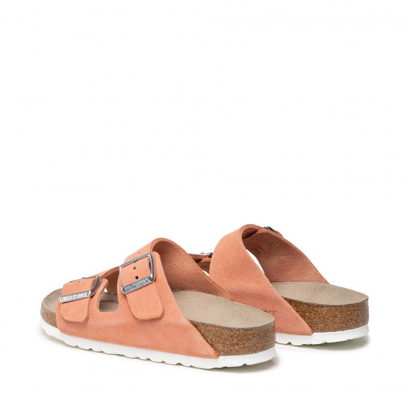 Birkenstock Arizona SFB coral peach semsket skinn smal myk