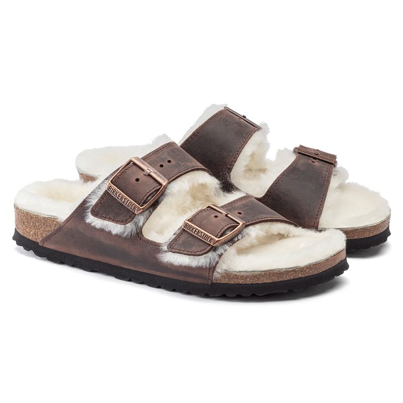 Birkenstock Arizona Shearling Habana skinn smal
