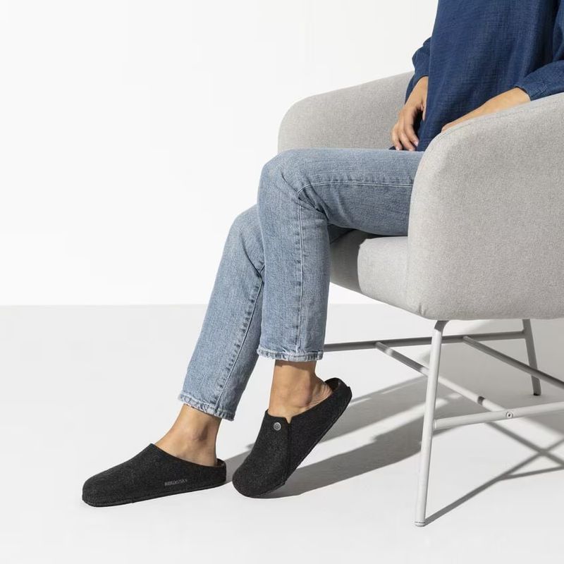 Birkenstock Zermatt Anthrazite tøffel ullfleece normal