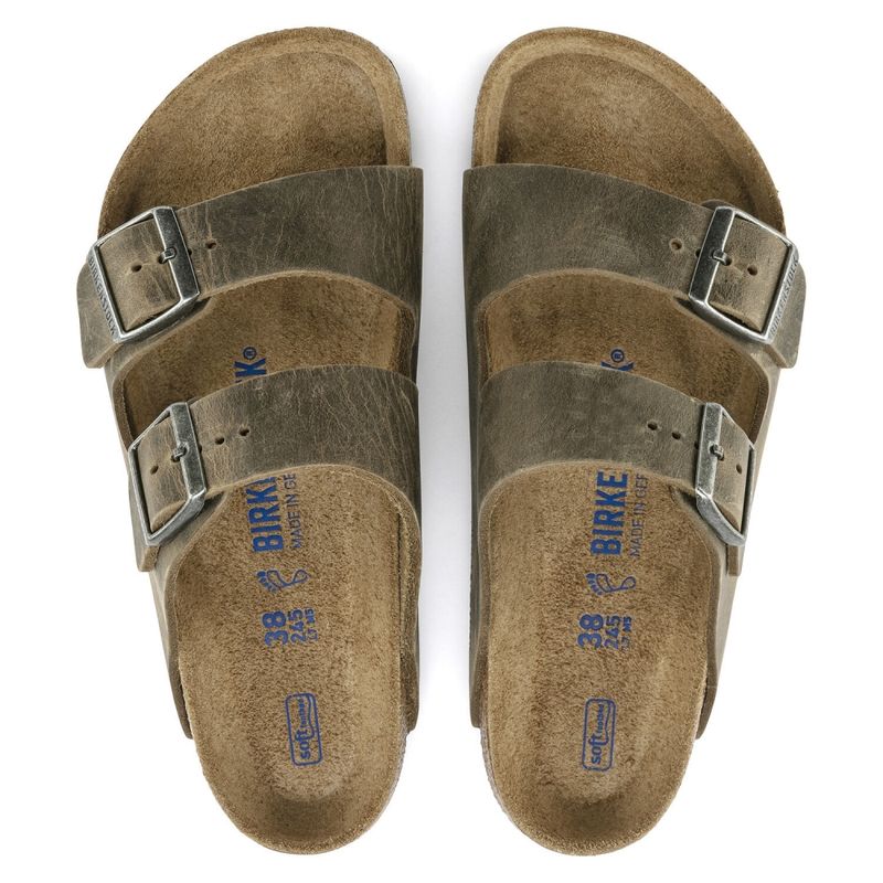 Birkenstock Arizona SFB Faded Khaki oljet skinn smal myk