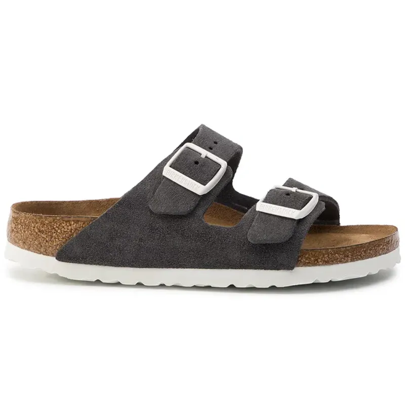 Birkenstock Arizona SFB gunmetal semsket skinn smal myk