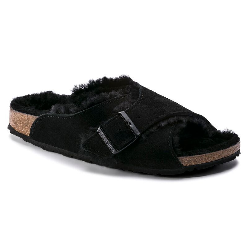 Birkenstock Arosa Svart semsket skinn/lammeull smal