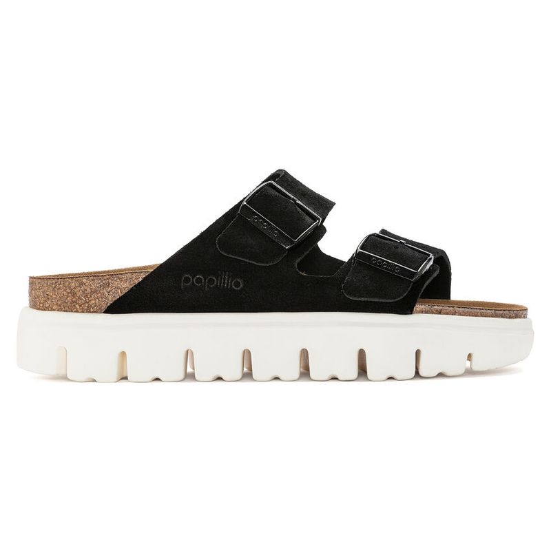 Birkenstock Arizona platform semsket skinn svart smal