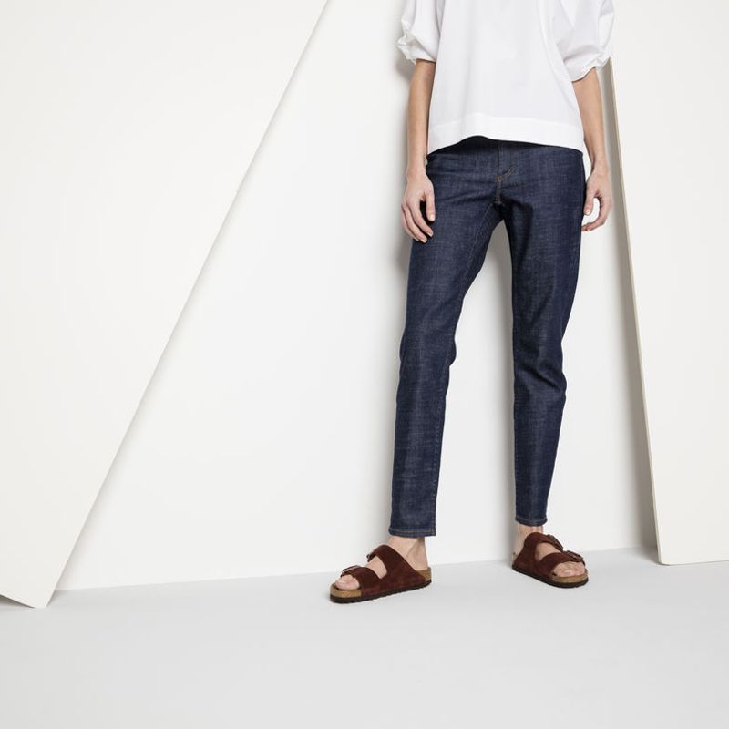 Birkenstock Arizona SFB Port rød semsket skinn smal myk