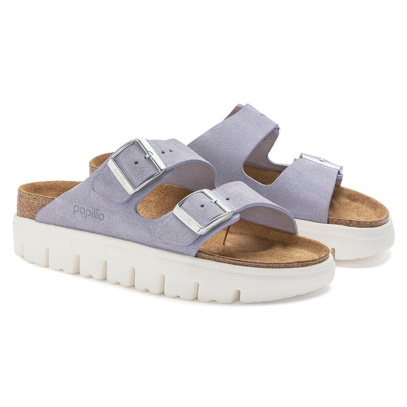 Birkenstock Arizona platform semsket skinn Purple fog smal
