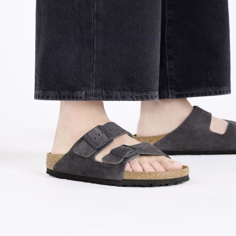 Birkenstock Arizona Velvet Grey semsket skinn normal