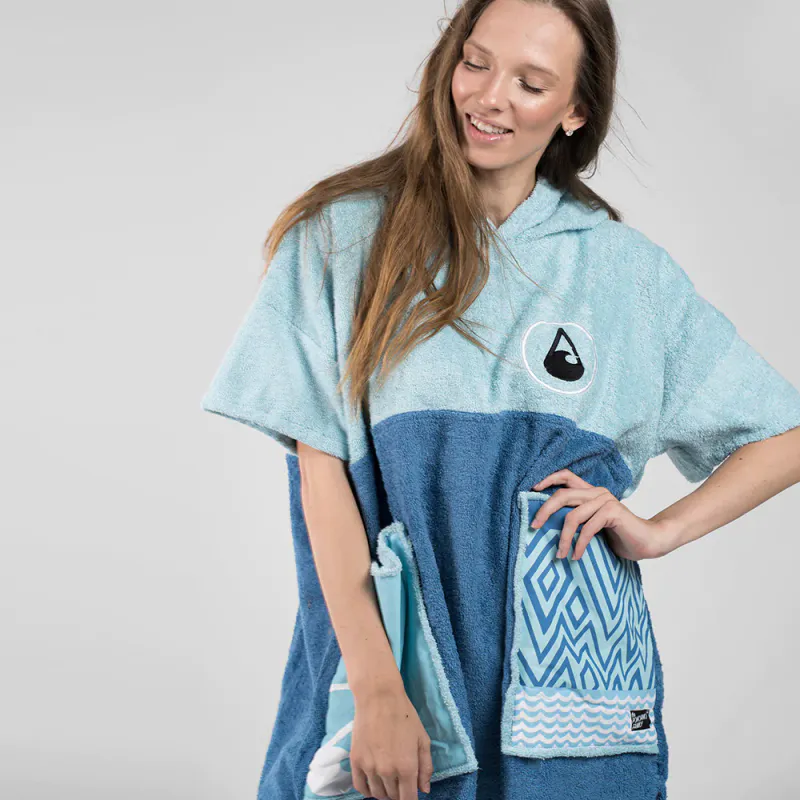 Poncho håndkle Bamboo Blå Maxi XS