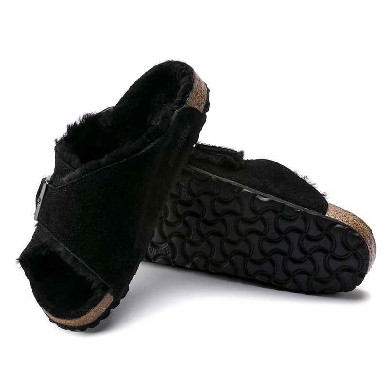 Birkenstock Arosa Svart semsket skinn/lammeull smal