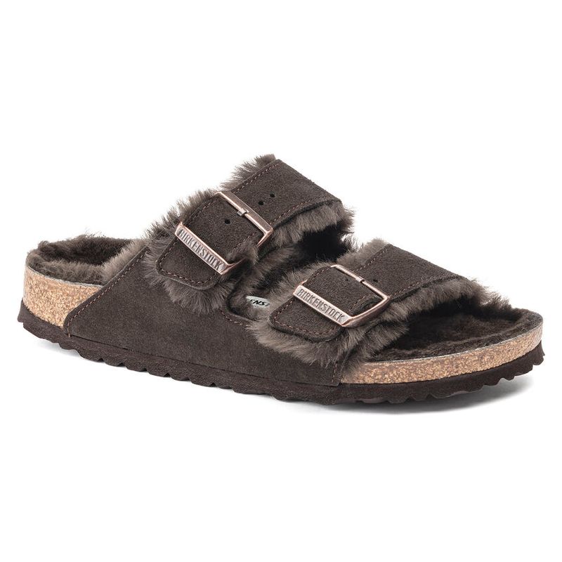 Birkenstock Arizona Shearling Mocca semsket skinn/lammeull smal