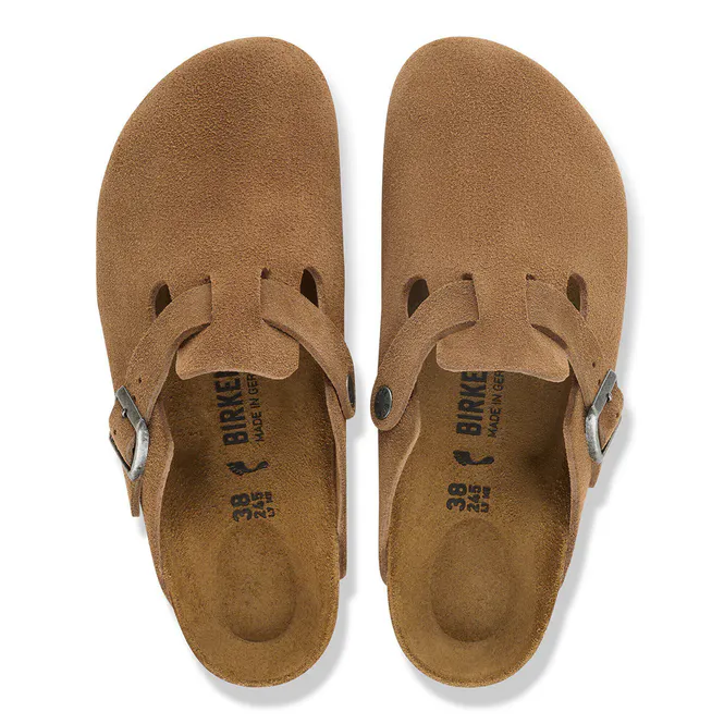 Hovedbilde Birkenstock Boston Dark Tea semsket skinn smal