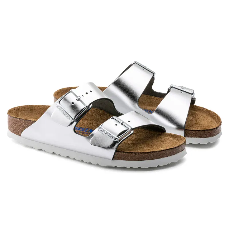 Birkenstock Arizona SFB Silver Met skinn myk - smal