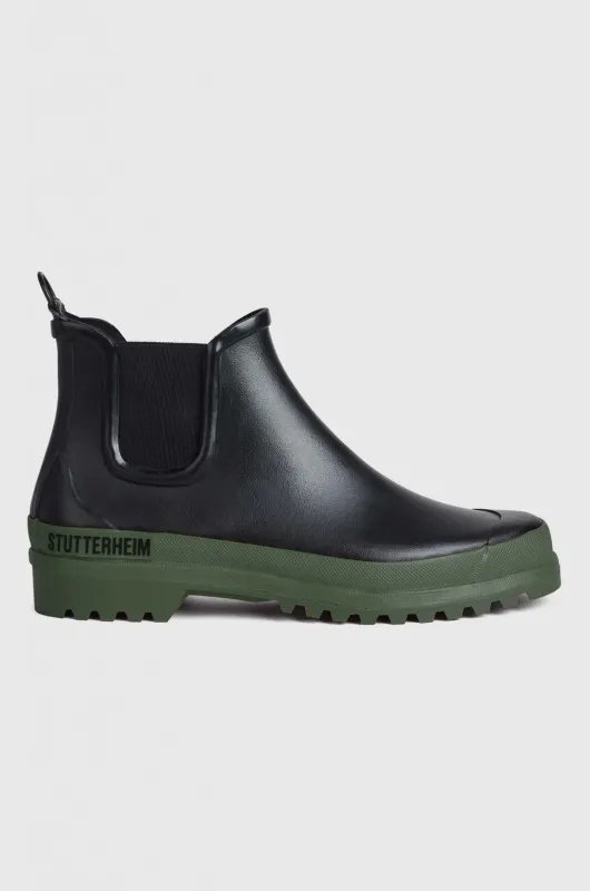 Stutterheim Chelsea Rainwalker lav svart/grøn gummistøvel unisex